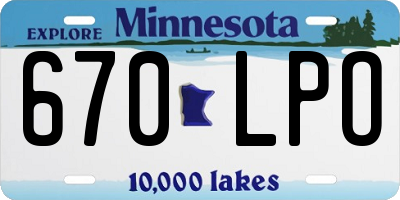 MN license plate 670LPO