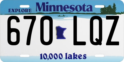 MN license plate 670LQZ