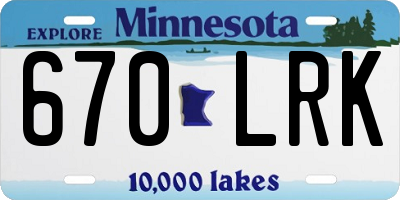 MN license plate 670LRK