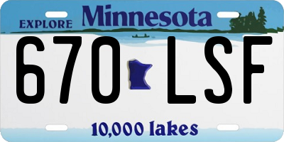 MN license plate 670LSF