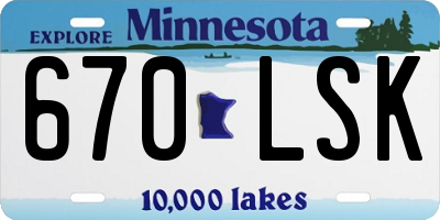 MN license plate 670LSK