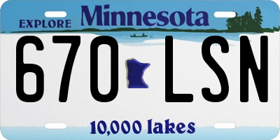 MN license plate 670LSN