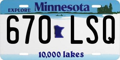 MN license plate 670LSQ