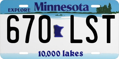MN license plate 670LST