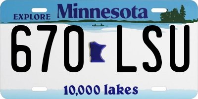MN license plate 670LSU