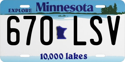 MN license plate 670LSV