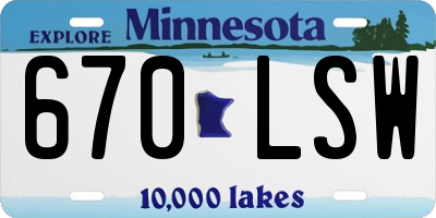 MN license plate 670LSW