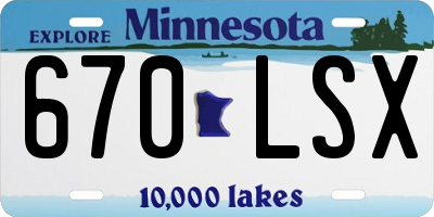 MN license plate 670LSX