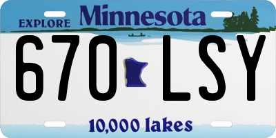 MN license plate 670LSY