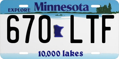 MN license plate 670LTF