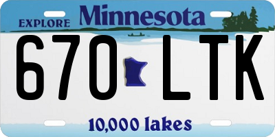 MN license plate 670LTK