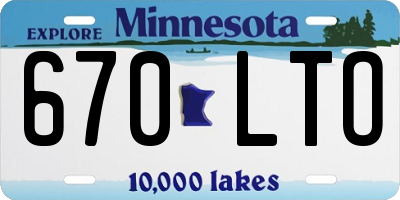 MN license plate 670LTO