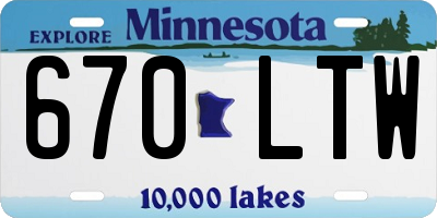 MN license plate 670LTW