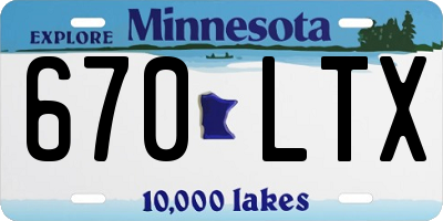 MN license plate 670LTX