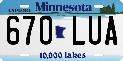MN license plate 670LUA