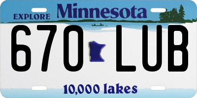 MN license plate 670LUB