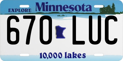 MN license plate 670LUC