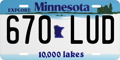 MN license plate 670LUD