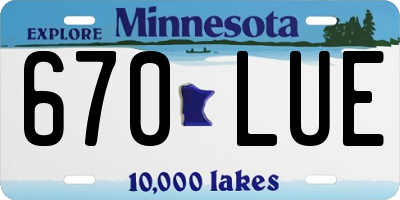 MN license plate 670LUE