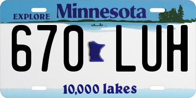 MN license plate 670LUH