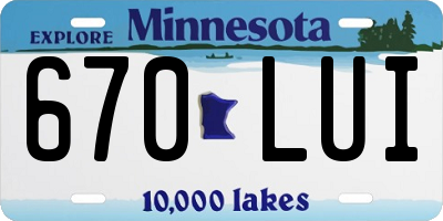 MN license plate 670LUI