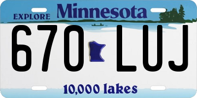 MN license plate 670LUJ