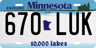 MN license plate 670LUK