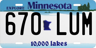 MN license plate 670LUM