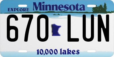 MN license plate 670LUN