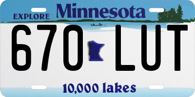 MN license plate 670LUT
