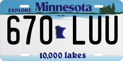 MN license plate 670LUU