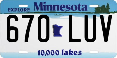 MN license plate 670LUV