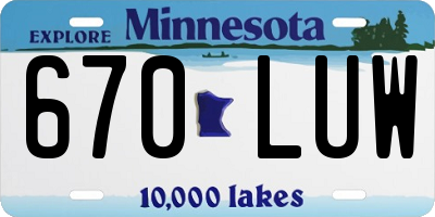 MN license plate 670LUW
