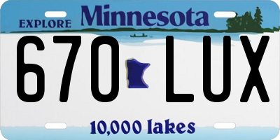 MN license plate 670LUX