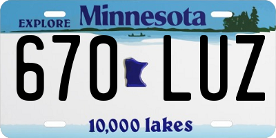 MN license plate 670LUZ
