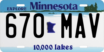MN license plate 670MAV
