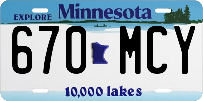 MN license plate 670MCY