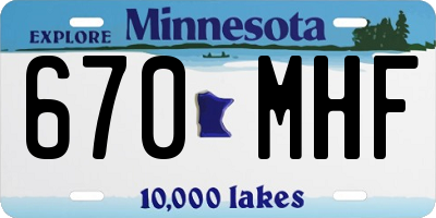 MN license plate 670MHF