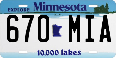 MN license plate 670MIA