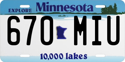 MN license plate 670MIU