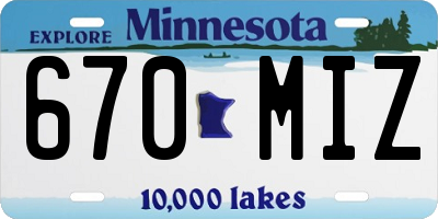 MN license plate 670MIZ