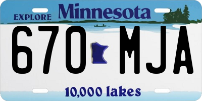 MN license plate 670MJA