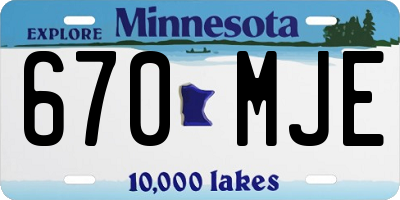 MN license plate 670MJE