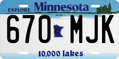 MN license plate 670MJK