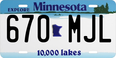 MN license plate 670MJL