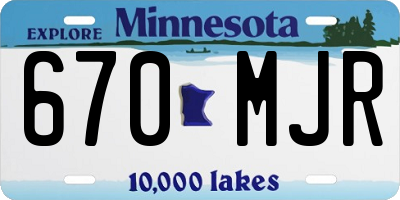 MN license plate 670MJR