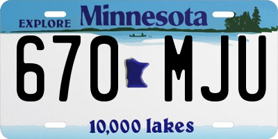 MN license plate 670MJU