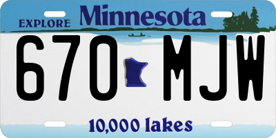 MN license plate 670MJW