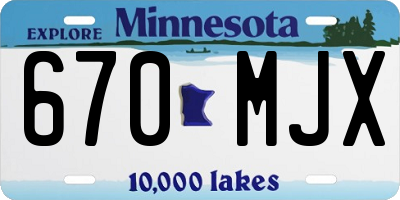 MN license plate 670MJX