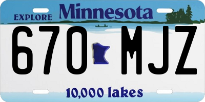 MN license plate 670MJZ